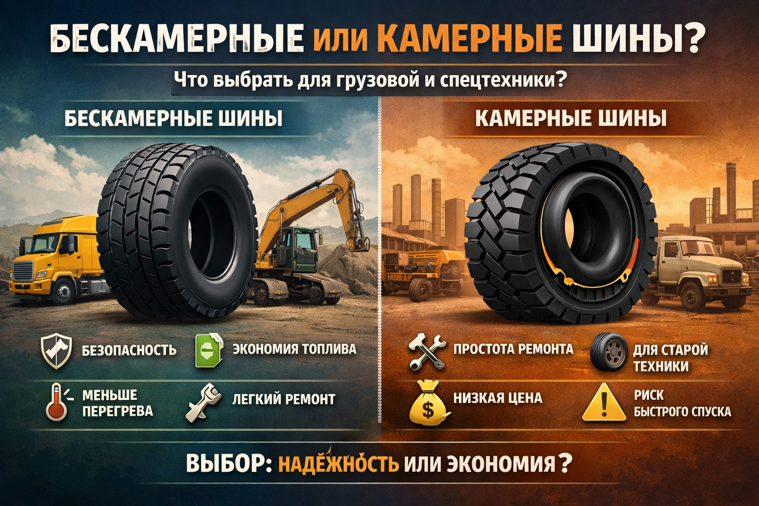 БЕСКАМЕРНЫЕ ИЛИ КАМЕРНЫЕ ШИНЫ ДЛЯ ГРУЗОВОЙ И СПЕЦТЕХНИКИ: ЧТО ВЫБРАТЬ? БЕСКАМЕРНЫЕ ИЛИ КАМЕРНЫЕ ШИНЫ ДЛЯ ГРУЗОВОЙ И СПЕЦТЕХНИКИ: ЧТО ВЫБРАТЬ?
